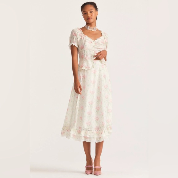 NWT LoveShackFancy Navya Silk Midi Skirt - Picture 2 of 8